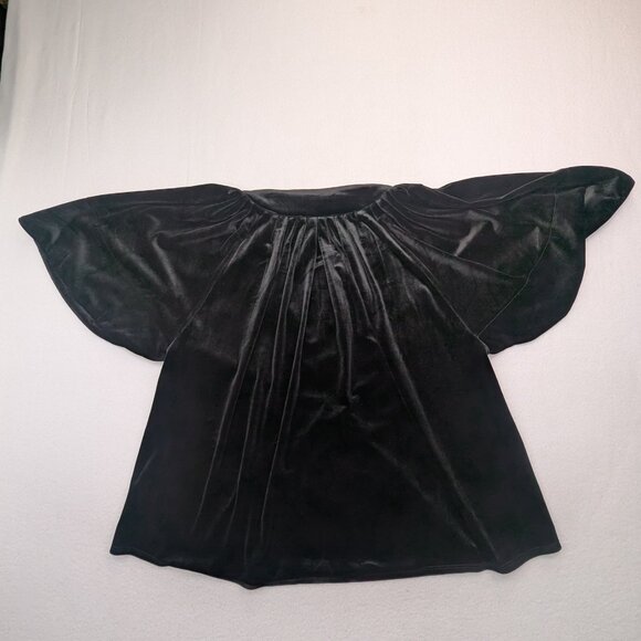 Pomander Place Black Velvet Finley Flutter Sleeve Top Size Medium - Picture 6 of 12